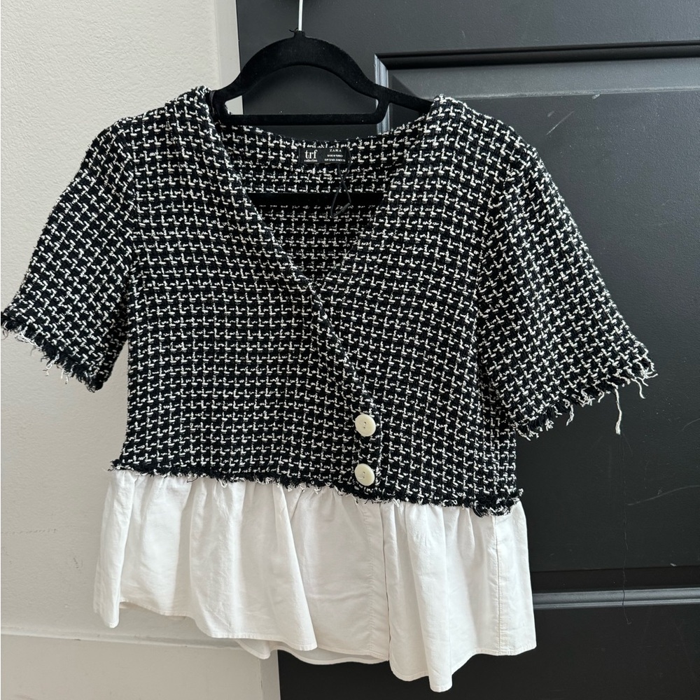 Zara Black & White Tweed Jacket - TRF Collection - Picture 2 of 2
